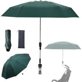 Clip-on Umbrella for Stroller Sunshade, Adjustable Steering Angle, Handle Included, Compact and Lightweight, Suitable for All Kinds of Strollers