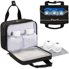 Wearable Breast Pump Travel Bag - Breastmilk Cooler Bag, Portable Pumping Carrying Case Compatible with Momcozy, Elvie, Willow, Medela Wearable Pumps - Includes Waterproof Mat