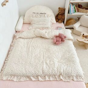 BuLuTu Muslin Toddler Duvet Cover + Duvet Insert, Fits Toddler Bed, Pink Floral Print