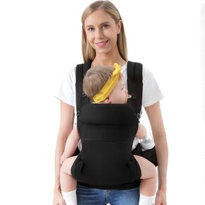 HKAI Baby Carrier, Ergonomic Baby Carrier for Newborn to Toddler with Adjustable Waistband & Breathable Mesh, Multifunctional Pocket, All Carry Positions Infant Carrier for 7-45 lbs, Grey