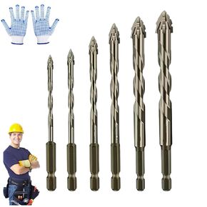 Quickpierce High-Performance Titanium-Coated Drill and Tap Set, Four Blade Serrated Eccentric Drill Bits, Four-Flute Sawtooth Eccentric Drill Bit, for Concrete Metal Wood (6,8,10,12mm)