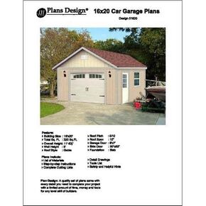 16' X 20' Car Garage/workshop Project Plans -Design #51620