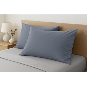 Comfort Beddings 100% Organic Cotton Pack of 2 Youth Pillowcases 16x22 Denim Blue Pillow Cases with Zipper Closure, Crisp Percale Weave, Soft & Cooling Pillow Covers (Size-16x22, Denim Blue)
