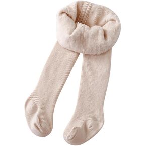 Kids Girls Solid Color Fle𝐞ce Lined Tights Toddler Cable Knit Leggings Thick Cotton Infant Stockings Fix Leggings