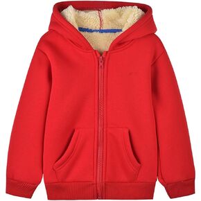 Boy's Zip Up Fleece Jacket Hoodie Sherpa Lined Hooded Sweatshirt Kids Toddler Winter Warm Thicken Shirts for Boys