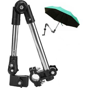 Universal Umbrella Holder Clamp for Stroller, Bike, Wheelchair, Adjustable 20-25mm Handlebar Attachment Accessories, Sun & Rain Protection