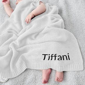 Personalized Baby Knit Blanket Custom Embroidered with Name 37x42in Nursery Blankets Gifts for Newborn Baby Boy and Girl Custom Baby Blanket Newborn Holiday Shower Gift