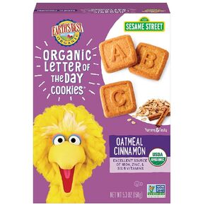Earth's Best Organic Letter of the Day Cookies for Toddlers 2 Years Old and Up, Oatmeal Cinnamon Flavor, 5.3 Ounce Box