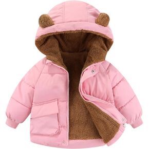 Toddler Winter Coat Kids Boys Girls Zipper Hoodie Fleece Lined Long Sleeve Hooded Jackets Outerwear