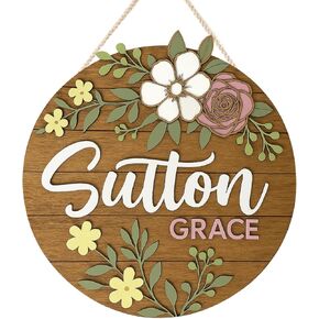 Personalized Wooden Name Sign for Nursery - Baby Girl's Custom Name Sign Room Decor, Signs for Kids Room Wall Decor, Gift for Baby Shower, Newborn, New Mom Dad Gift