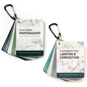 Photography Cheat Sheet Cards (Set of 2 Decks) - DSLR Camera Photography and Composition/Lighting Sets - Plastic Reference Cards | Snap Happy Mom (Classic)