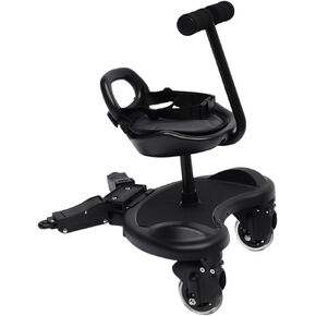 Universal 2-in-1 Stroller Board with Detachable Seat,Buggy Board Suitable for 2 to 6 Years 25 Kg Maximum Load,Toddler Stroller Attachment Step Stand Ride-On Pedal