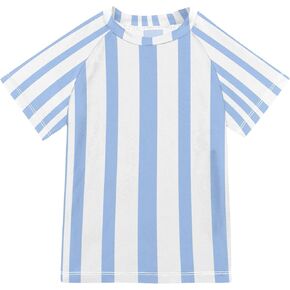 Pink Twill Stripe Bathing Suit Girls Sun Protection Tshirts Swimwear Beach Tops 3T