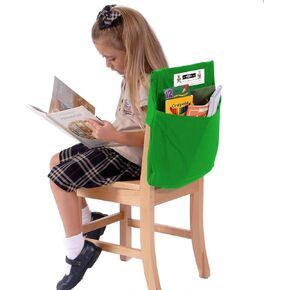Seat Sack Small Chair Storage Pocket - 12 Inches, Green - Perfect Organizer for Classroom Chairs, Durable and Spacious Chair Pocket for Classroom Storage and Organization