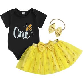 BeQeuewll Baby Girl Birthday Outfit Sweet One Ice Cream Letter Print Romper+Tulle Tutu Skirt+Headband 3Pcs 1st birthday dress