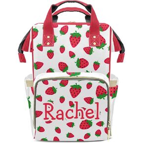 Personalized Strawberry Pattern Fruit Diaper Bag Shoulder Backpack with Name Nursing Baby Bags for Boys Girls