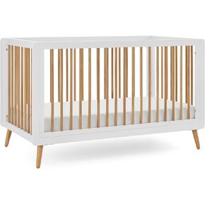 3-in-1 Tatum Convertible Baby Crib - Included Toddler Guard Rail, Grows with Your Baby, Conversion Kit to Toddler Bed and Day Bed, 4 Adjustable Support Base Height | White and Natural in Saudi Arabia
