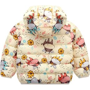 Toddler Bear Ear Down Coat Colorful Dinosaur Printing Jacket Long Sleeve Warm Puffer Clothing Lightweight Windproof