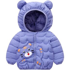 Toddlby Toddler Kids Kids Boy Boys Girls Winter Winter Down Coats Cute Bear Ears Coats with Hoods Cartoon Fall (الأزرق ، 4-5 سنوات) B1161