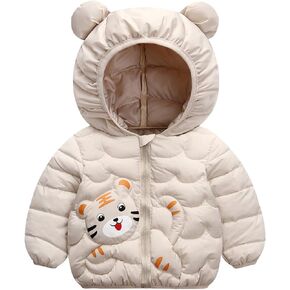 Toddlby Toddler Kids Kids Boy Boys Girls Winter Down Down Cate Bear Ears Coats with Hoods Cartoon Fall (Beige ، 4-5 years) B1153