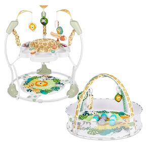Baby Activity Center Jumper & Baby Play Mat to Develop Sensory Exploration and Motor Skill 6+ Months (Zoo Theme)