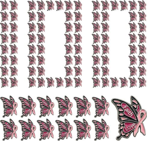 10 Pack Pink Ribbon Breast Cancer Awareness Lapel Pin Two Color Bundle (10 PACK) in Kuwait