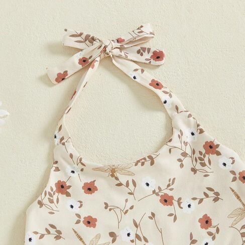 MBMSHEGH Baby Girl Summer Jumpsuit Halter Neck Overalls Sleeveless Open Back Flower Print Cami Suspender Bodysuit Clothes in Saudi Arabia