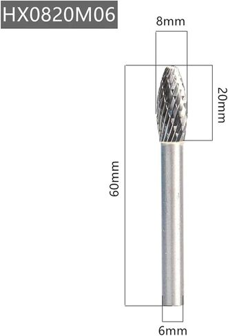 1PCS HX Type Double Slot Tungsten Steel Wood Carving Grinding Head Hard Metal Milling Cutter for Copper YG8 Alloy Rotary File in Kuwait