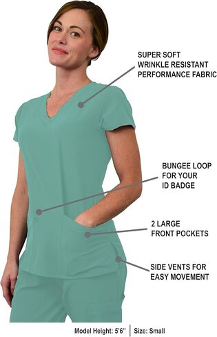 Green Town Women's Jogger Scrub Set Medical Nursing GT 4FLEX Top and Pant Solid Colors and Prints-Caribbean-X-Large Petite in Kuwait