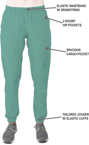 Green Town Women's Jogger Scrub Set Medical Nursing GT 4FLEX Top and Pant Solid Colors and Prints-Caribbean-X-Large Petite in Kuwait