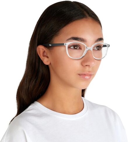 Ray-Ban Junior RY1598 Square Prescription Eyewear Frames, Transparent/Black/Demo Lens, 47 mm in Saudi Arabia