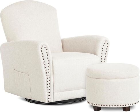 Evolur Vienna Swivel Glider with Ottoman, FSC Certified, Greenguard Gold and JPMA Certified Glider Rocking Chair, 360° Swivel Motion, Ergonomic Design Nursery Glider, Fog Gray in Saudi Arabia