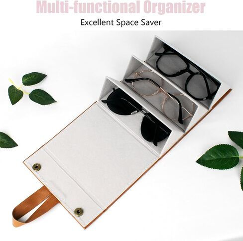 VACONICO Sunglass Case Travel Sunglasses Organizer with 3 Slots Foldable Eyeglasses Case, Portable Multiple Glasses Case for Women Men Girls (Black in Kuwait