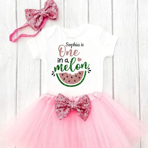 Personalized 1st Birthday Girl Outfit | Glittering Gold and Pink Tutu Dress with Elastic Closure Headband in Saudi Arabia