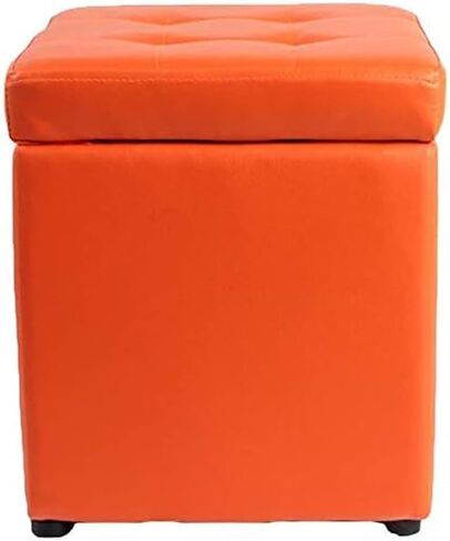 Square Ottoman Storage 12x12x14inch Small Cube Foot Rest Stool with Hinged Lid,Faux Leather Padded Seat Waterproof Toy Box for Living Room Bedroom (Pink) in Kuwait