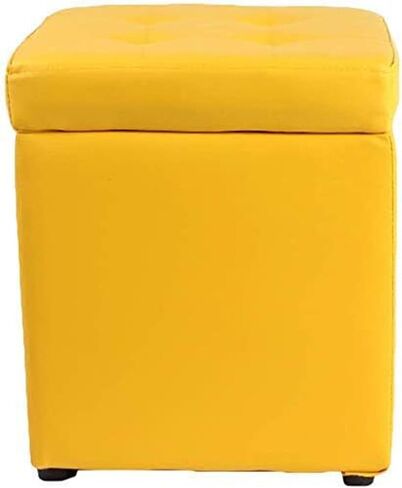 Square Ottoman Storage 12x12x14inch Small Cube Foot Rest Stool with Hinged Lid,Faux Leather Padded Seat Waterproof Toy Box for Living Room Bedroom (Pink) in Kuwait