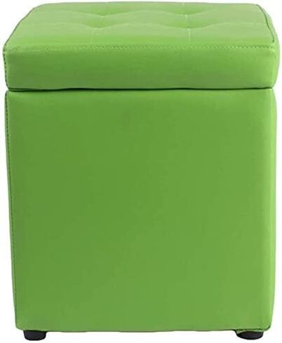 Square Ottoman Storage 12x12x14inch Small Cube Foot Rest Stool with Hinged Lid,Faux Leather Padded Seat Waterproof Toy Box for Living Room Bedroom (Pink) in Kuwait