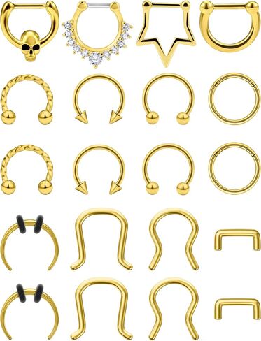 Vsnnsns 16G Septum Jewelry Septum Ring Piercing Jewelry Septum Clicker Ring and Horseshoe Barbell Stainless Steel Ring Septum Nose Rings Hoop Piercing Jewelry for Men Women 10mm 12pcs in Kuwait
