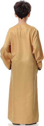 Boys Muslim Thobe Robe Arabic Eid Outfit for Kids, Traditional Embroidered Abaya Long Robe Clothing Fashion Clothes in Saudi Arabia
