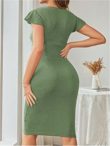 Floerns Women's Maternity Dress Ruffle Cap Sleeve V Neck Cut Out Knee Length Pregnancy Dresses in Saudi Arabia