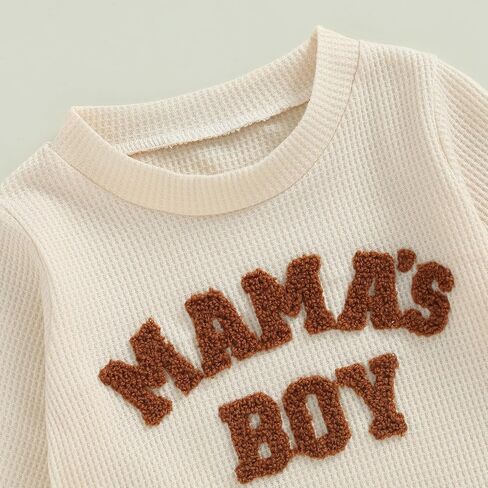 Kupretty Toddler Baby Boy Fall Winter Clothes Embroidery Waffle Waffle Sweatshirt Tops + Tops + Disual Pants Outfit Set in Kuwait