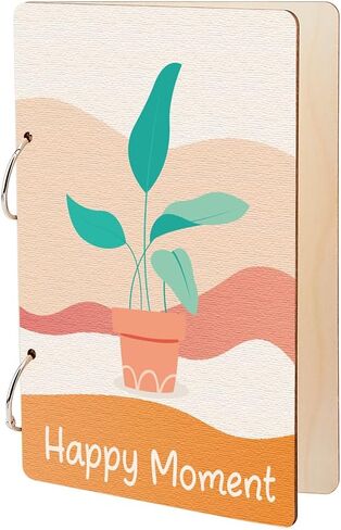 SUPERDANT Happy Moment Greeting Card Holder Organizer Bohemian Potted Plants Wooden Card Keeper Binder Birthday Cards Keeper Photo Album Cover Graduation Wedding Planner Journal Keepsake Gifts in Saudi Arabia