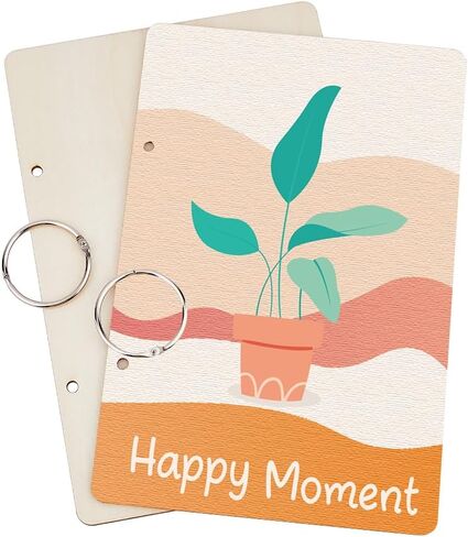SUPERDANT Happy Moment Greeting Card Holder Organizer Bohemian Potted Plants Wooden Card Keeper Binder Birthday Cards Keeper Photo Album Cover Graduation Wedding Planner Journal Keepsake Gifts in Saudi Arabia