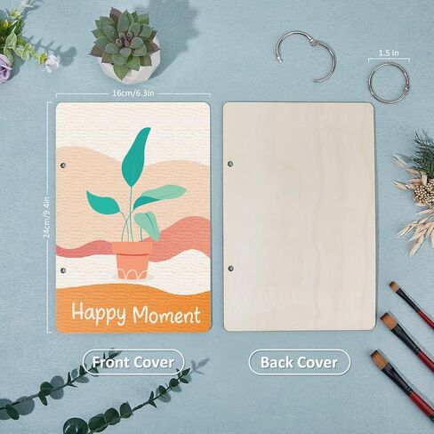 SUPERDANT Happy Moment Greeting Card Holder Organizer Bohemian Potted Plants Wooden Card Keeper Binder Birthday Cards Keeper Photo Album Cover Graduation Wedding Planner Journal Keepsake Gifts in Saudi Arabia