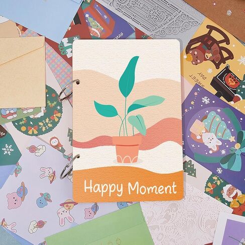 SUPERDANT Happy Moment Greeting Card Holder Organizer Bohemian Potted Plants Wooden Card Keeper Binder Birthday Cards Keeper Photo Album Cover Graduation Wedding Planner Journal Keepsake Gifts in Saudi Arabia