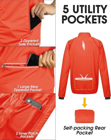 33,000ft Men's Cycling Jacket Long Sleeve, Waterproof Running Bike Vest Outerwear Reflective Windproof Sleeveless Jacket in Kuwait