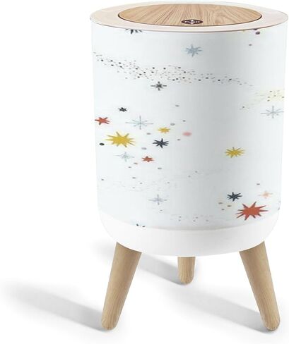 Set of 3 Trash Can with Press Lid seamless stars space print for kids Scandinavian boho nursery Medium Garbage Can & Small Desktop Trash can, Waste Bin Wastebasket for Bathroom Kitchen Office in Saudi Arabia