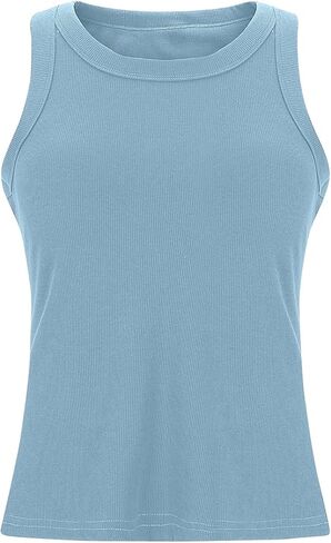 Ribbed Tank Tops for Women with Built in Bra Racerback Sleeveless Camisole Crewneck Slim Fit Chest Pad Tanks in Saudi Arabia