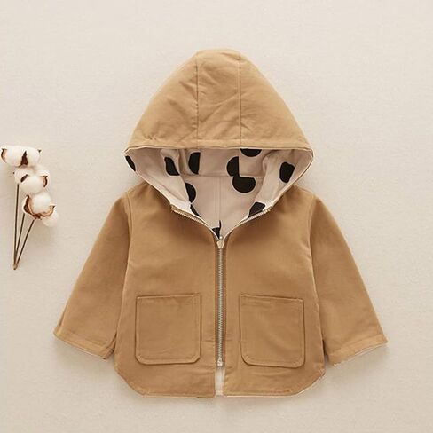 Toddler Baby Girls Boys Winter Warm Polka Dot Cotton Long Sleeve Hooded Clothes Coat Rain Jacket for Summer Autumn in Kuwait