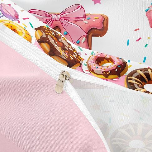Erosebridal Personalized I Initial Letter Toddler Duvet Cover for Girls Cute Bow Princess Bowknot Kids Bedding, Monogrammed Alphabet D Bed Cover Donuts Pink White Candy Bed Set 2Pcs in Saudi Arabia